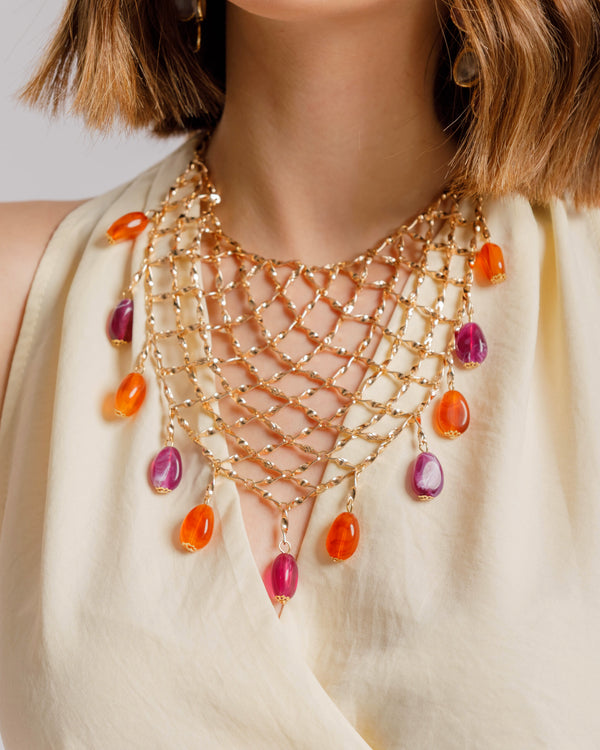 Collana con struttura e pietre - N607