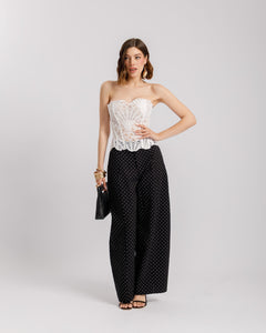 Pantaloni baggy a pois NERO - 8879