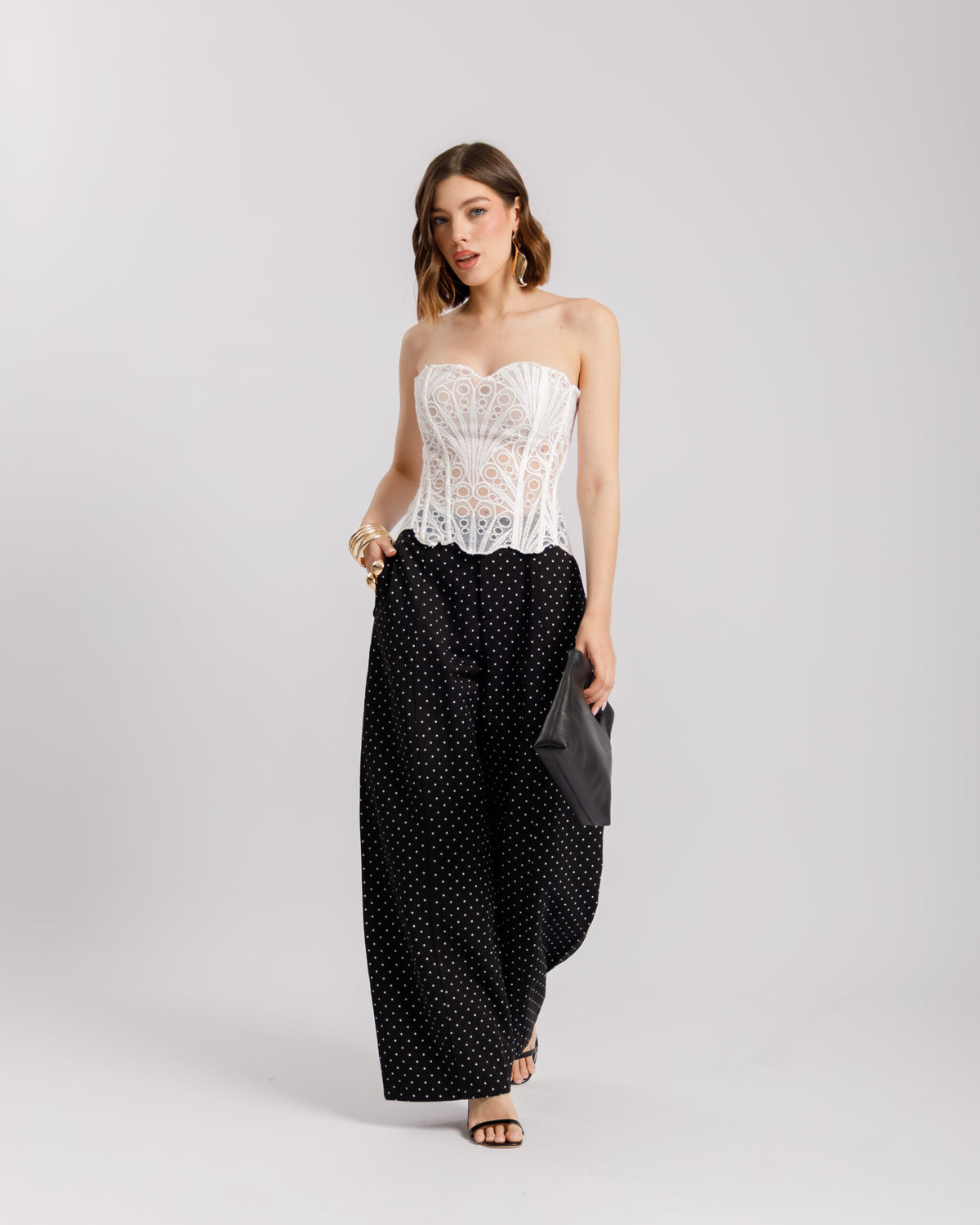 Pantaloni baggy a pois NERO - 8879