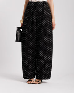 Pantaloni baggy a pois NERO - 8879