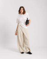 Pantaloni baggy a pois CREMA - 8879