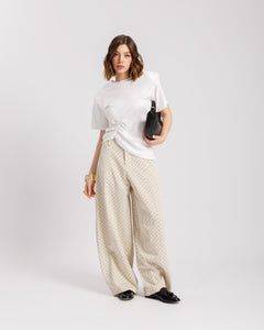 Pantaloni baggy a pois CREMA - 8879