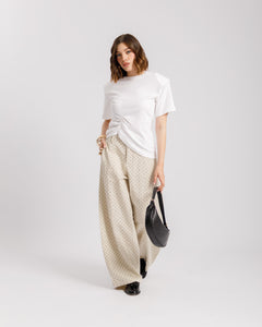 Pantaloni baggy a pois CREMA - 8879