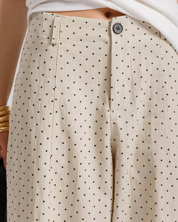 Pantaloni baggy a pois CREMA - 8879