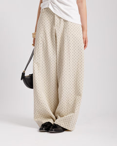 Pantaloni baggy a pois CREMA - 8879