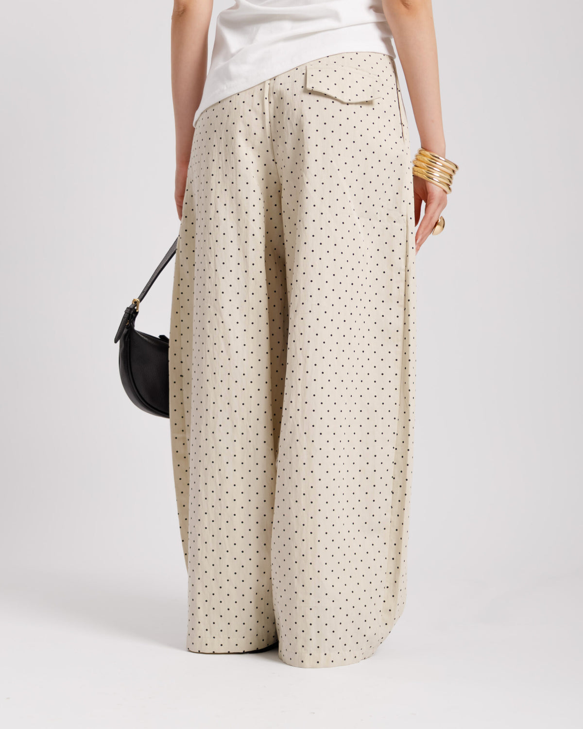 Pantaloni baggy a pois CREMA - 8879