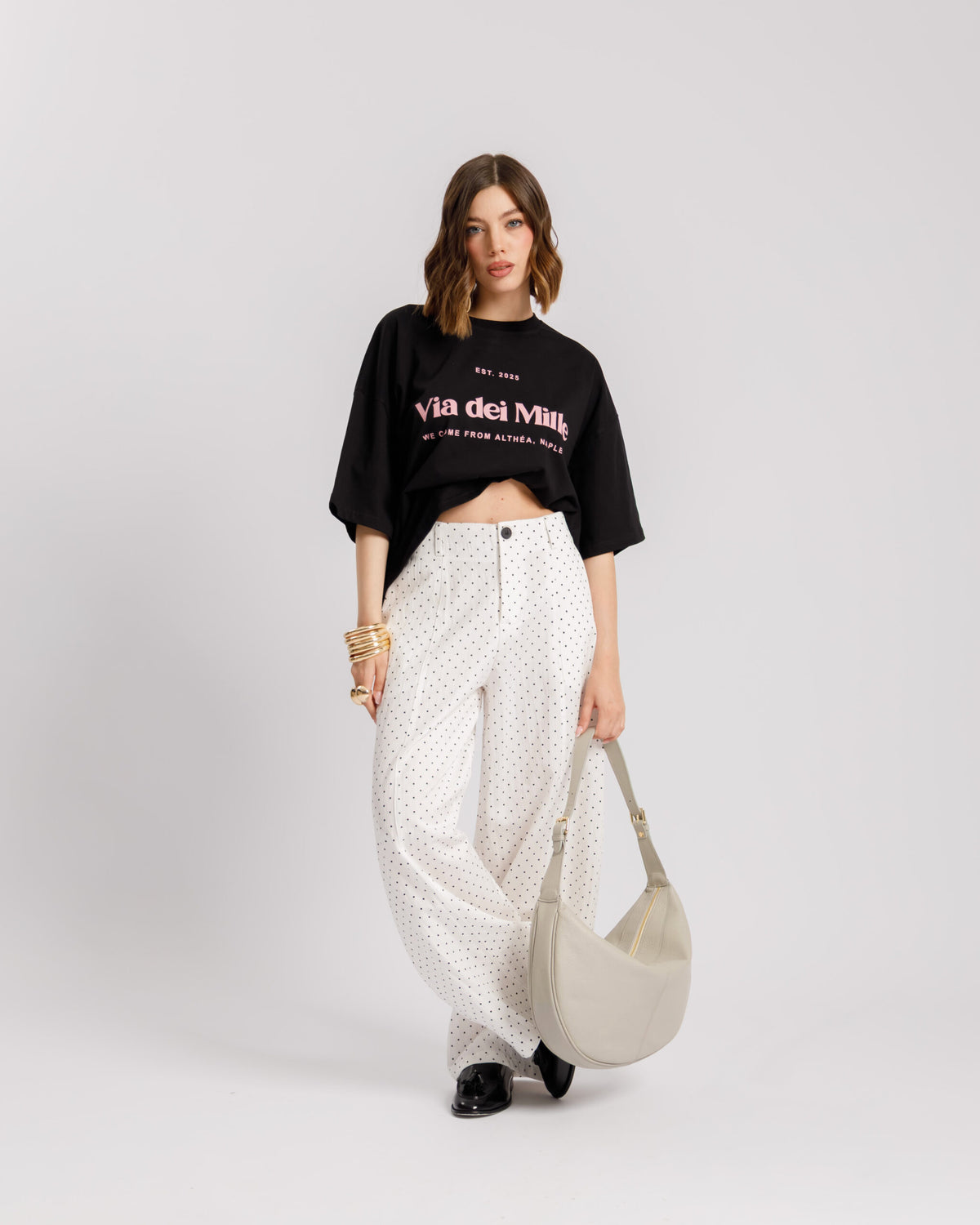Pantaloni baggy a pois PANNA - 8879