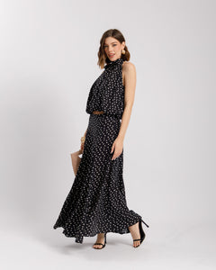 Coord-set a pois con gonna NERO - 11637-11675
