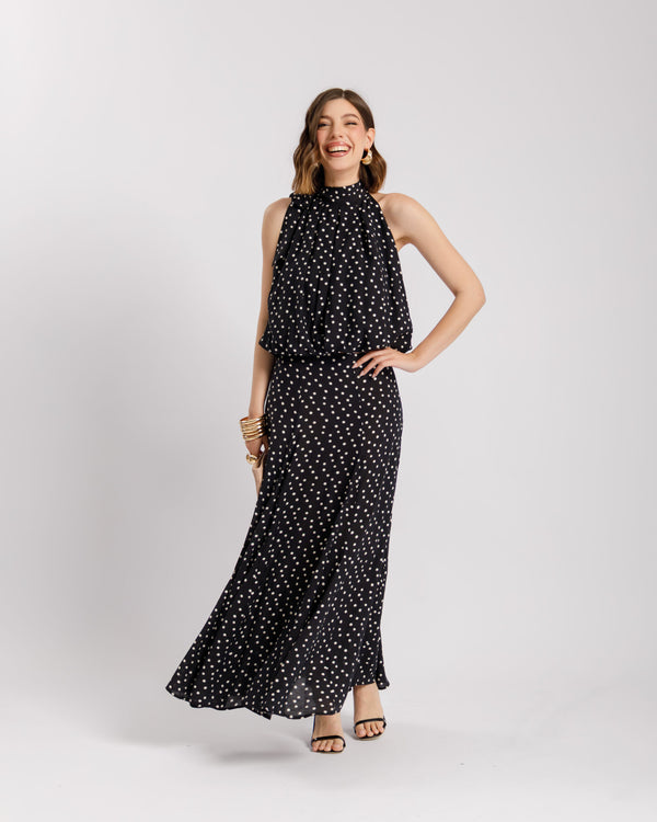 Coord-set a pois con gonna NERO - 11637-11675