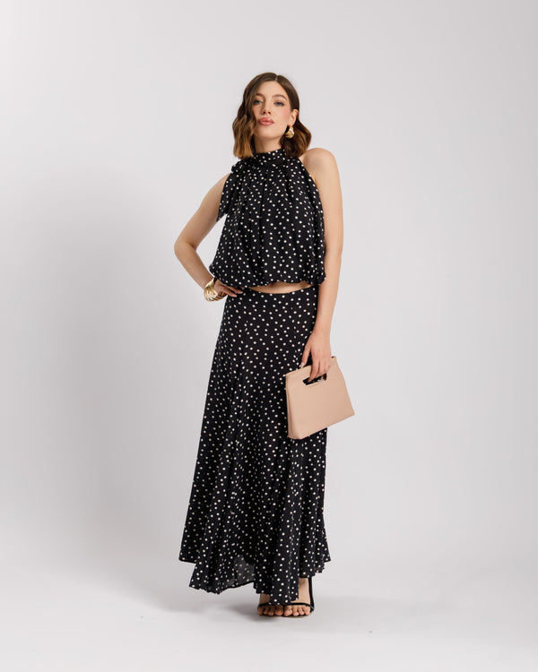 Coord-set a pois con gonna NERO - 11637-11675