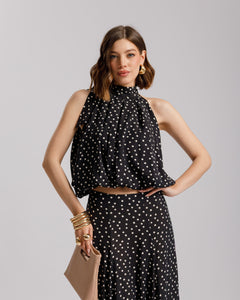 Coord-set a pois con gonna NERO - 11637-11675