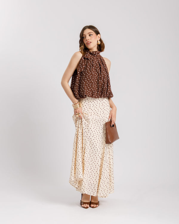 Top a pois marrone  - 11637-11675 slc