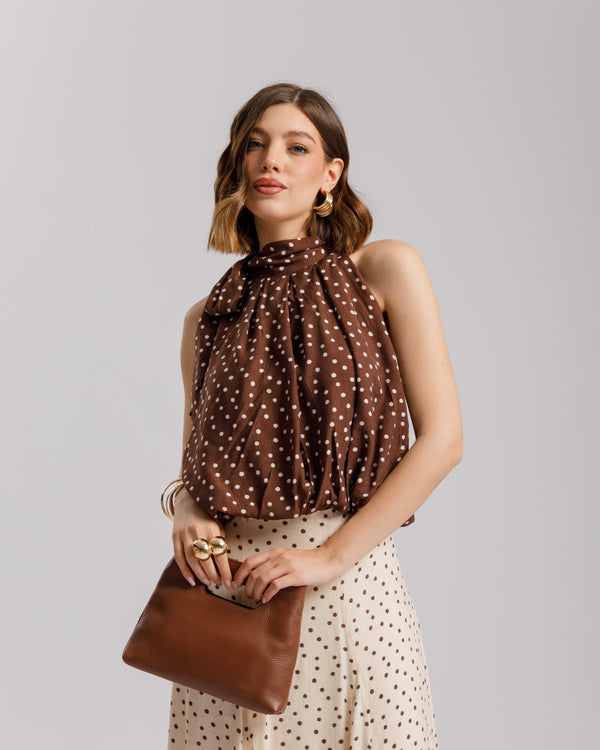 Top a pois marrone  - 11637-11675 slc