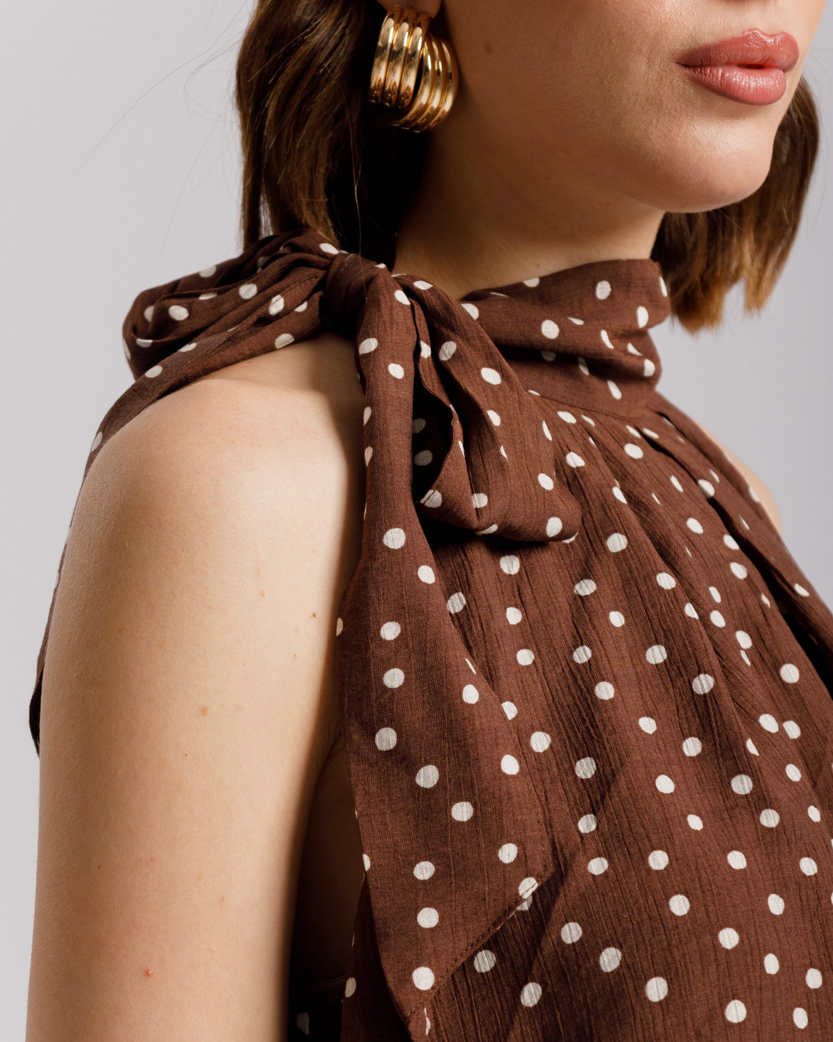 Top a pois marrone  - 11637-11675 slc