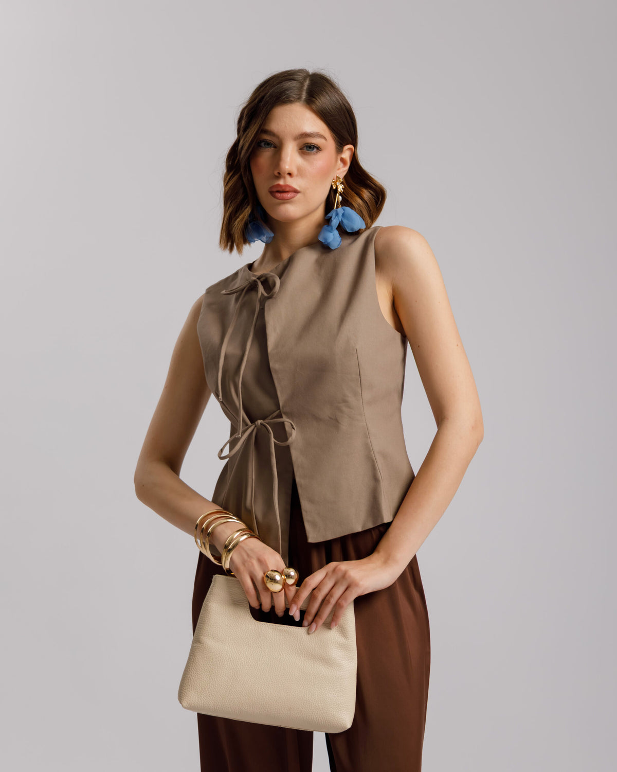 Gilet in cotone con laccetti - L2118 slc