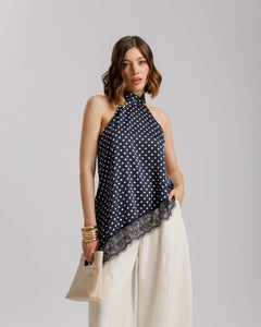 Top satin a pois - 11711