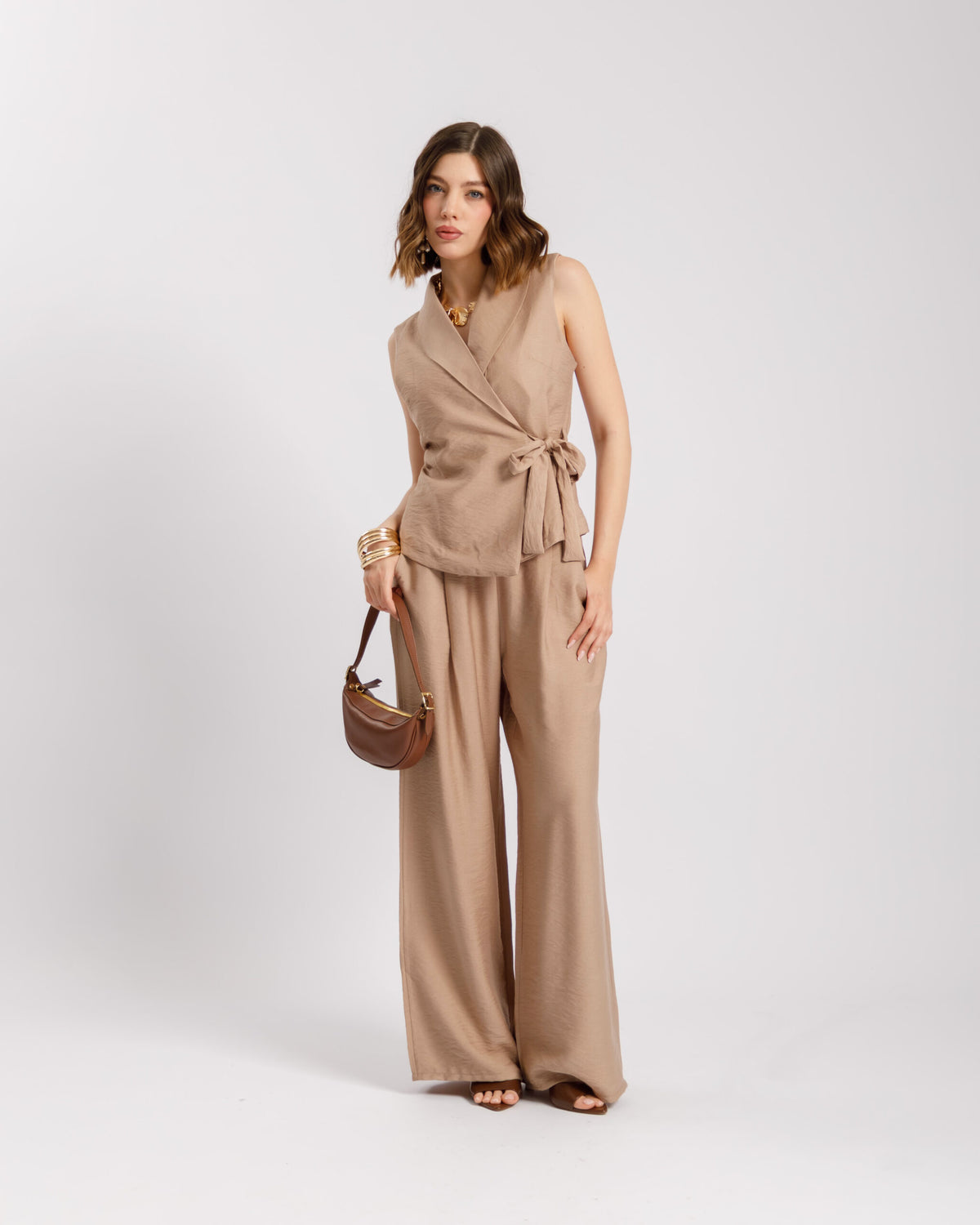 Coord-set in viscosa con gilet - 563151