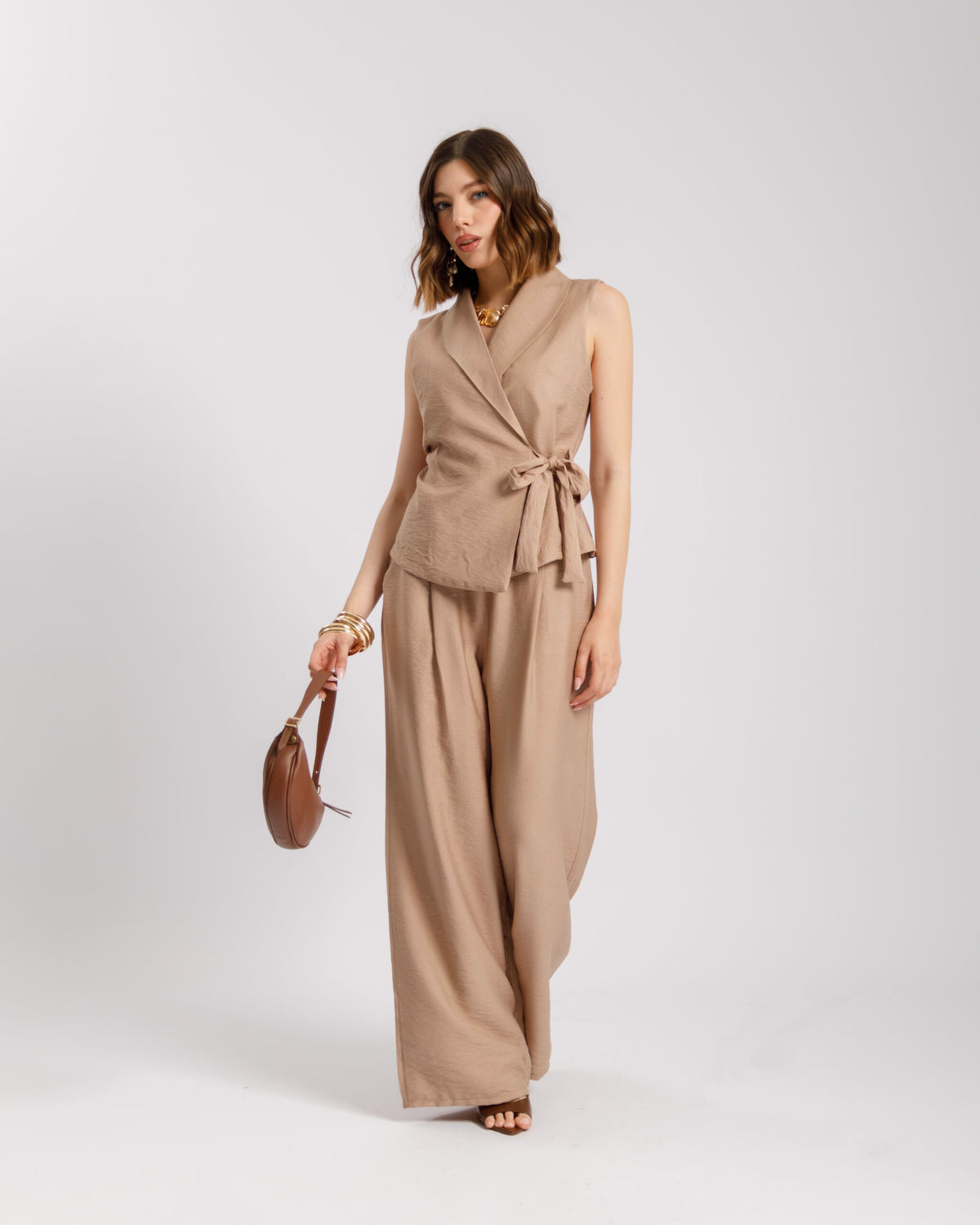 Coord-set in viscosa con gilet - 563151
