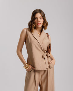 Coord-set in viscosa con gilet - 563151