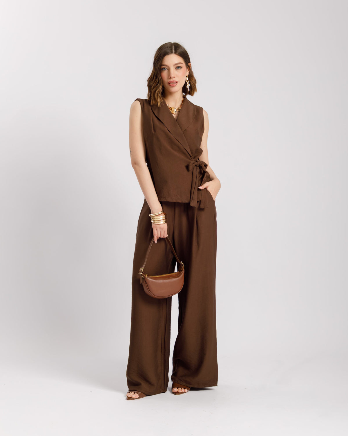 Coord-set in viscosa con gilet - 563151