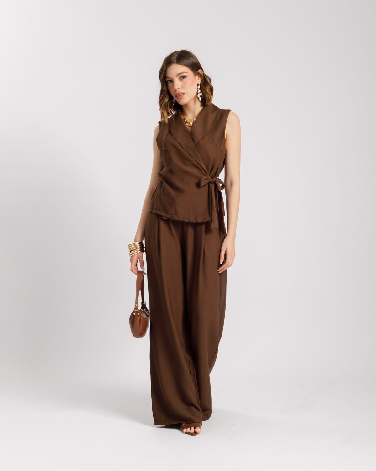 Coord-set in viscosa con gilet - 563151