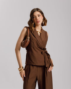 Coord-set in viscosa con gilet - 563151