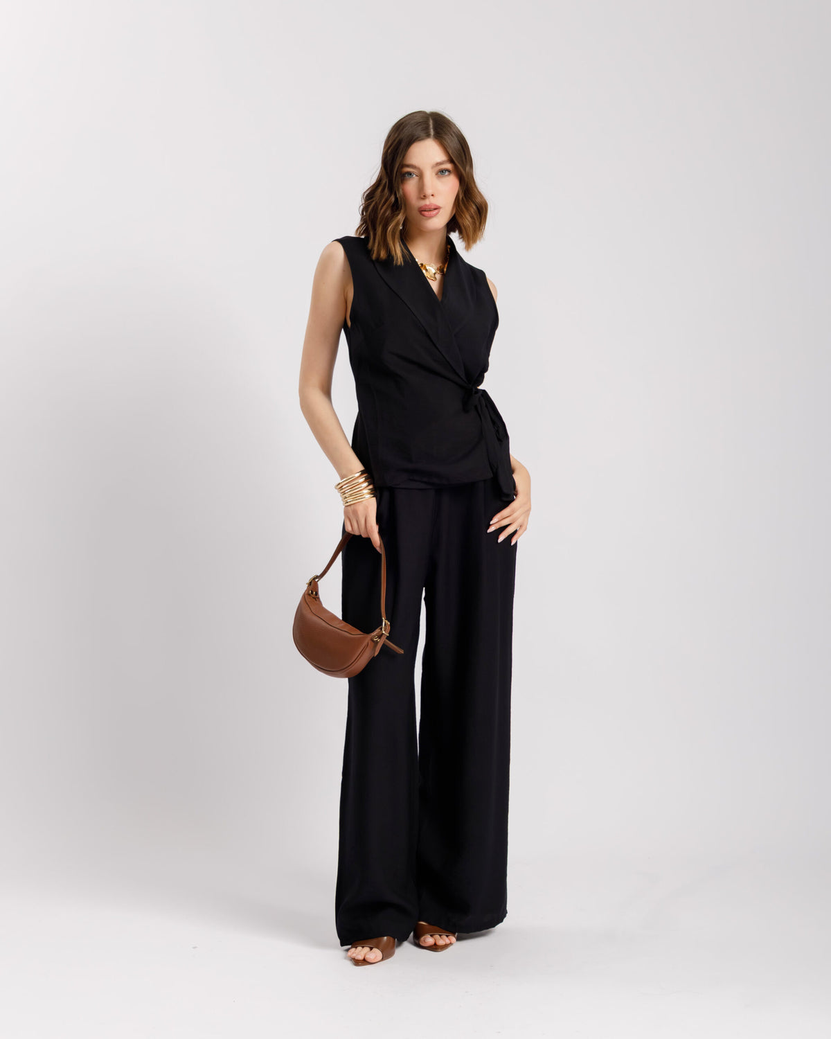 Coord-set in viscosa con gilet - 563151