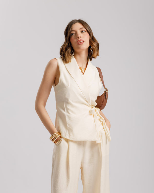 Coord-set in viscosa con gilet - 563151