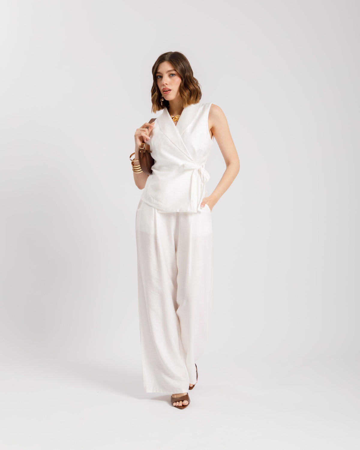 Coord-set in viscosa con gilet - 563151