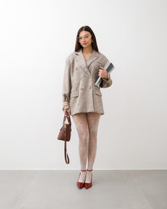 Blazer oversize quadretti ROSA - V13318