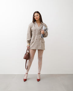 Blazer oversize quadretti ROSA - V13318