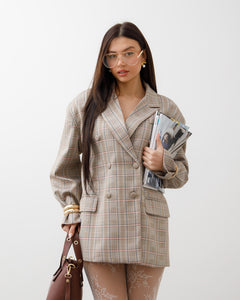 Blazer oversize quadretti ROSA - V13318