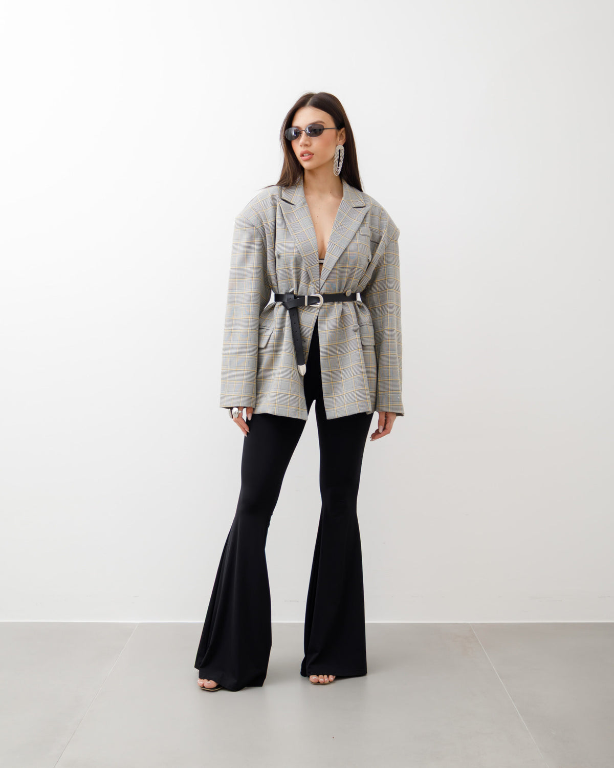 Blazer oversize quadretti GIALLA - V13318