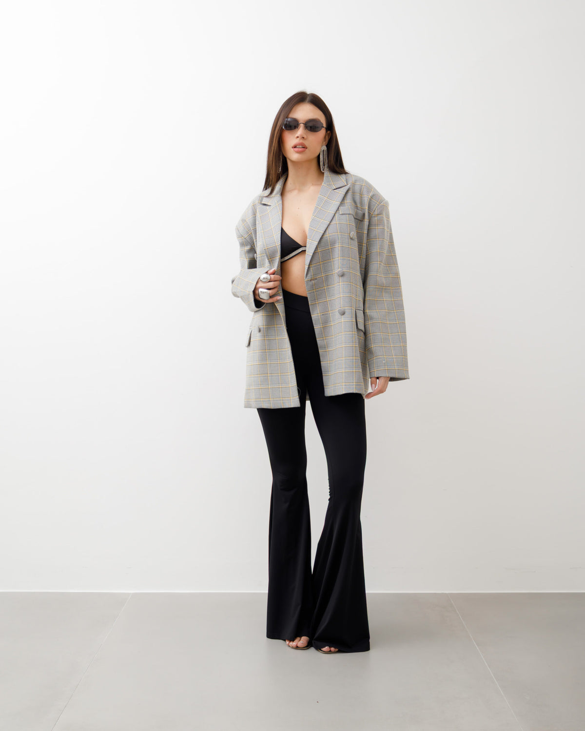 Blazer oversize quadretti GIALLA - V13318