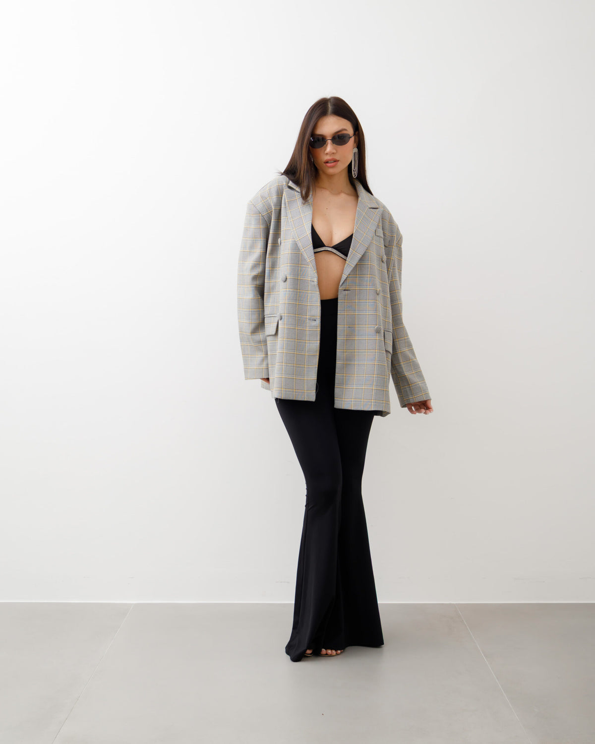 Blazer oversize quadretti GIALLA - V13318
