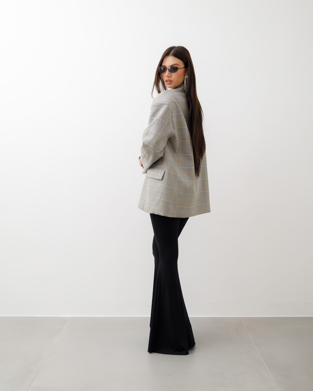 Blazer oversize quadretti GIALLA - V13318