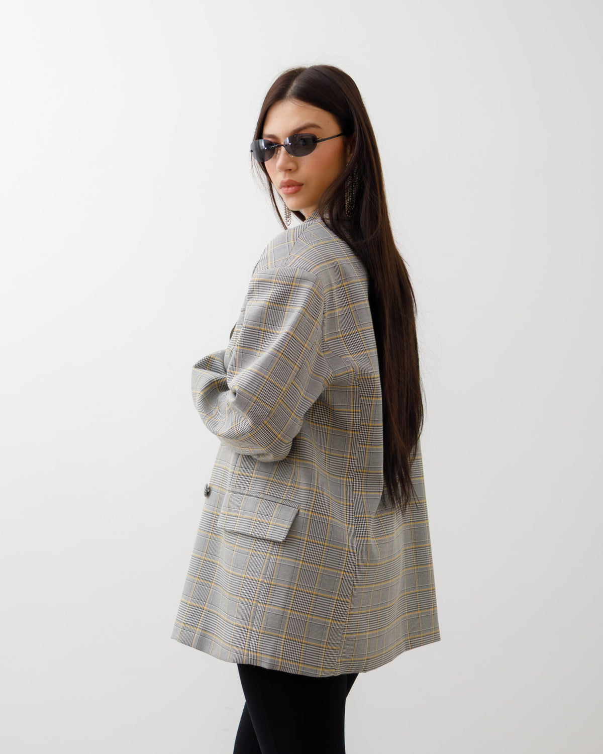 Blazer oversize quadretti GIALLA - V13318