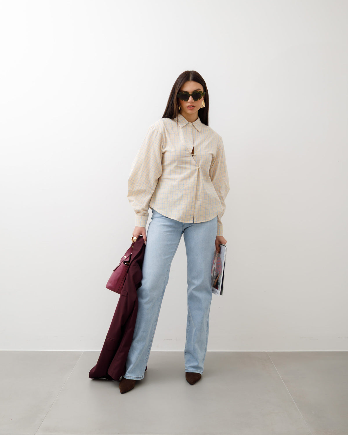 Camicia a quadretti GIALLA - H13165