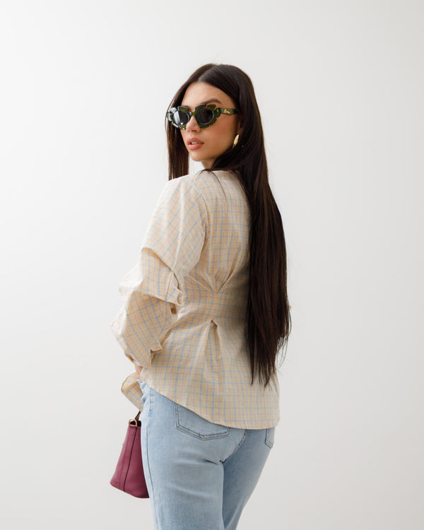 Camicia a quadretti GIALLA - H13165