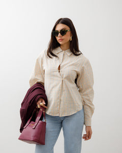 Camicia a quadretti GIALLA - H13165