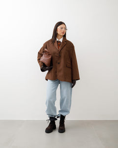 Blazer oversize in finto camoscio MARRONE - V11753