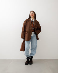 Blazer oversize in finto camoscio MARRONE - V11753
