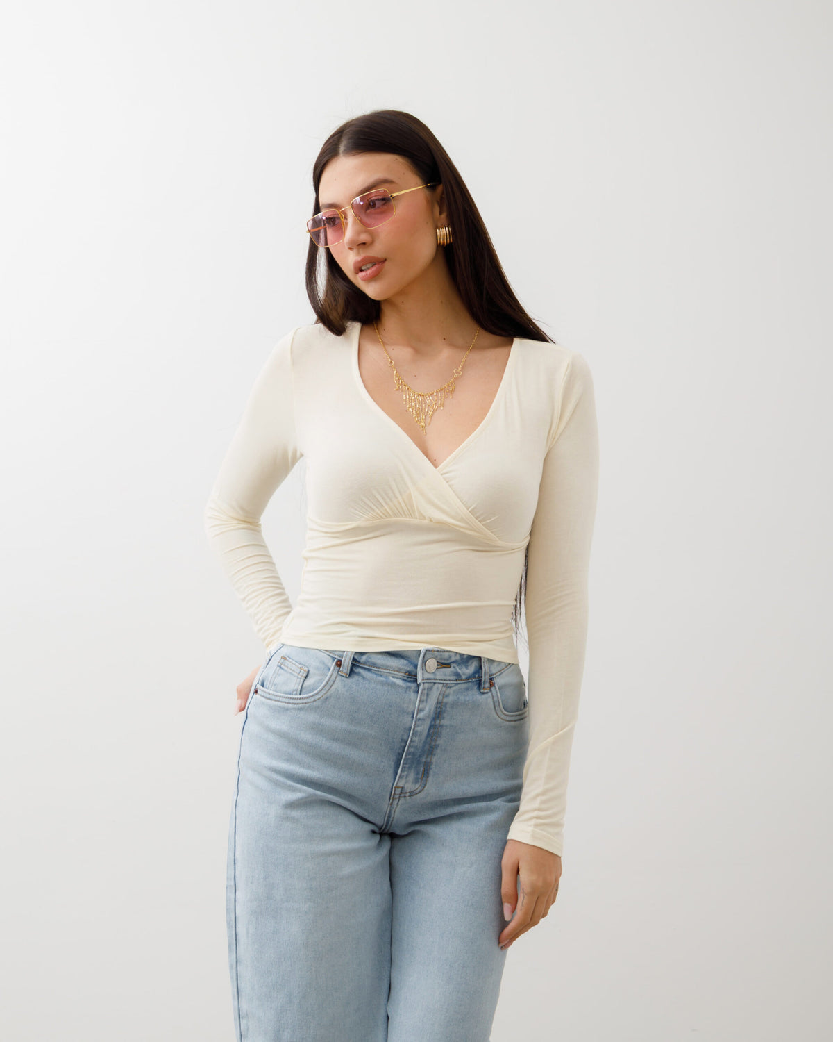Maglia in cotone con scollo - H13272