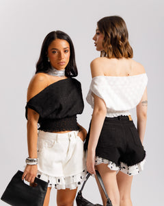 Top a pois con arriccio - TL2222 slcb