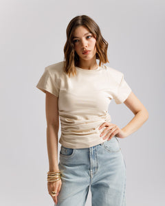T-shirt in cotone con arriccio - L2189