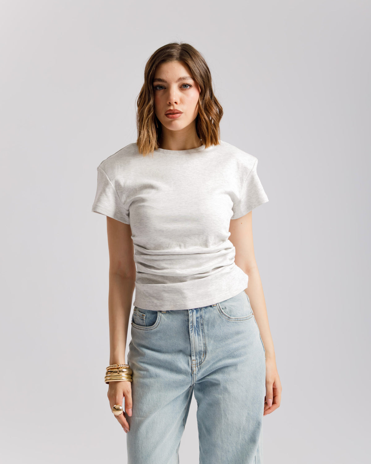T-shirt in cotone con arriccio - L2189