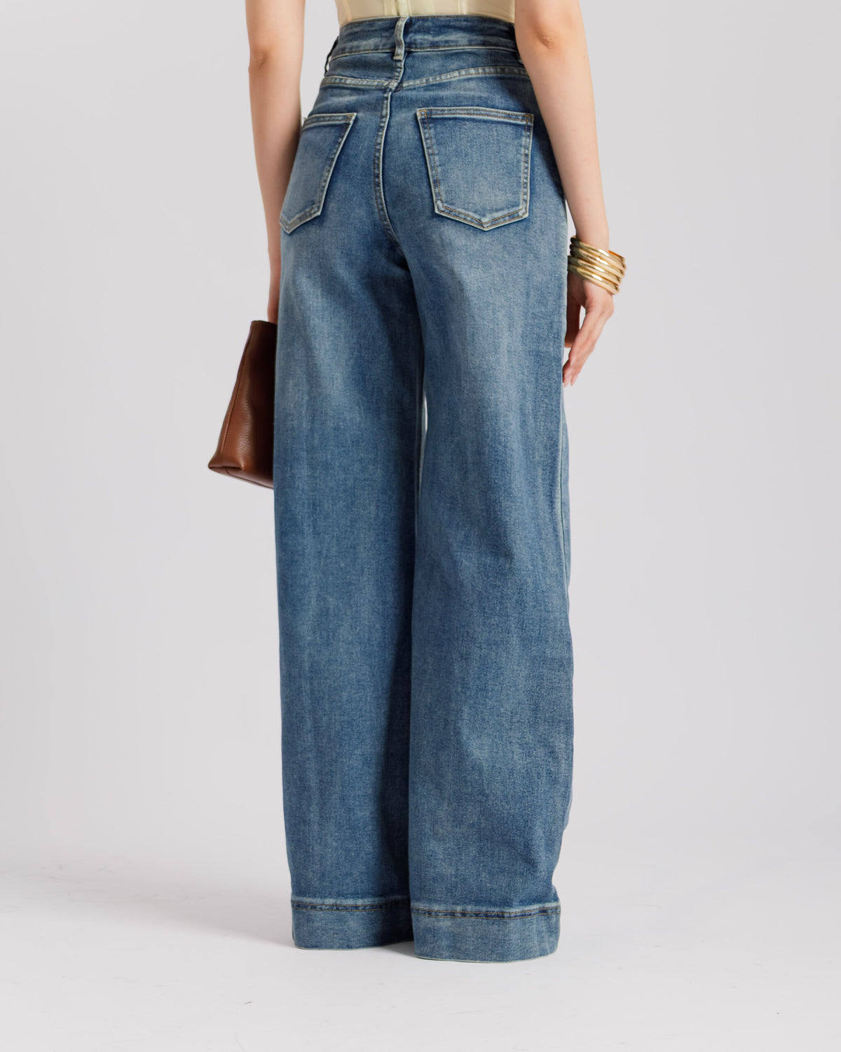 Jeans palazzo fit con impunture - 8874