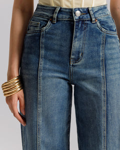 Jeans palazzo fit con impunture - 8874