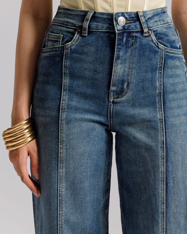 Jeans palazzo fit con impunture - 8874