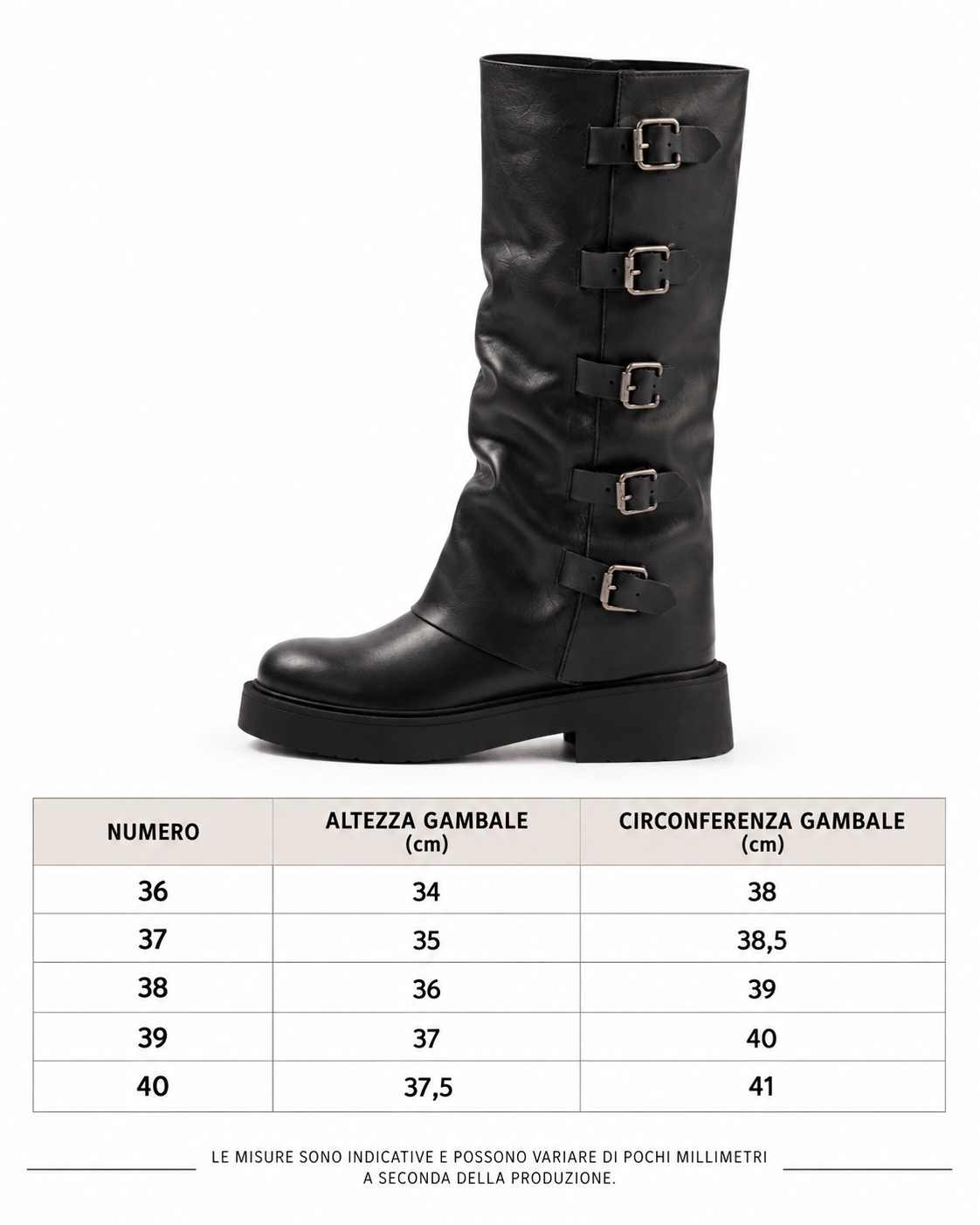 Stivali in pelle con fibbie MARRONE - 4004
